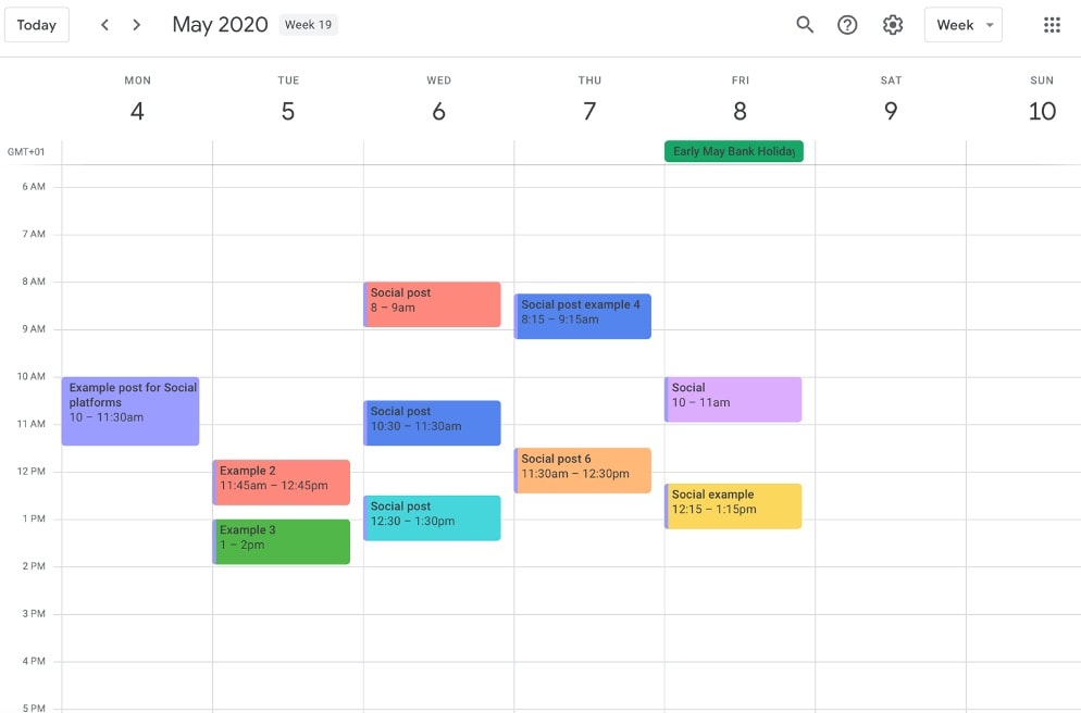 Social media scheduling on Google calendar