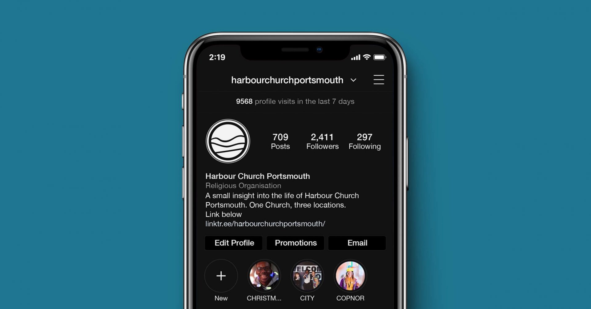 Harbour Church Portsmouth Instagram IPhone X mockup Harbour Church Instagram account branding
